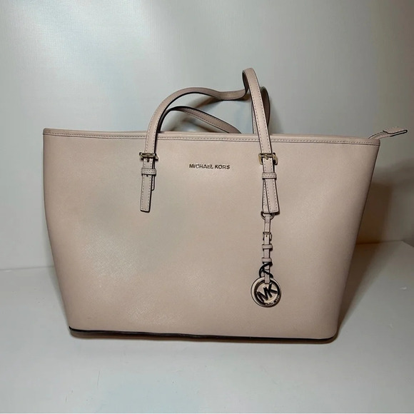 Michael Kors Jet set Travel Large Carryall Tote Double Strap Light Pink - Picture 1 of 12